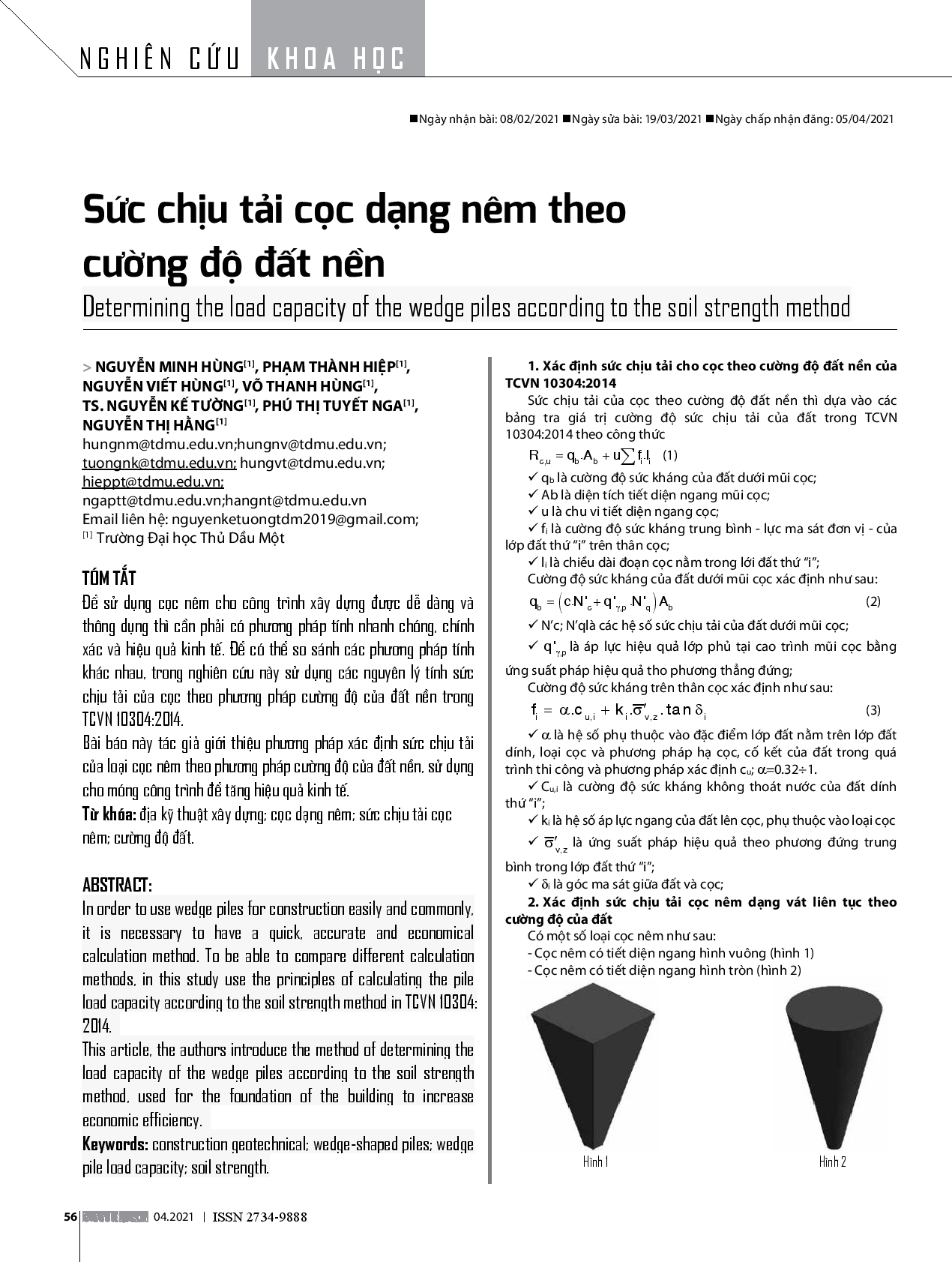 Sức Chịu Tải Cọc Dạng Nêm Theo Cường Độ Đất Nền