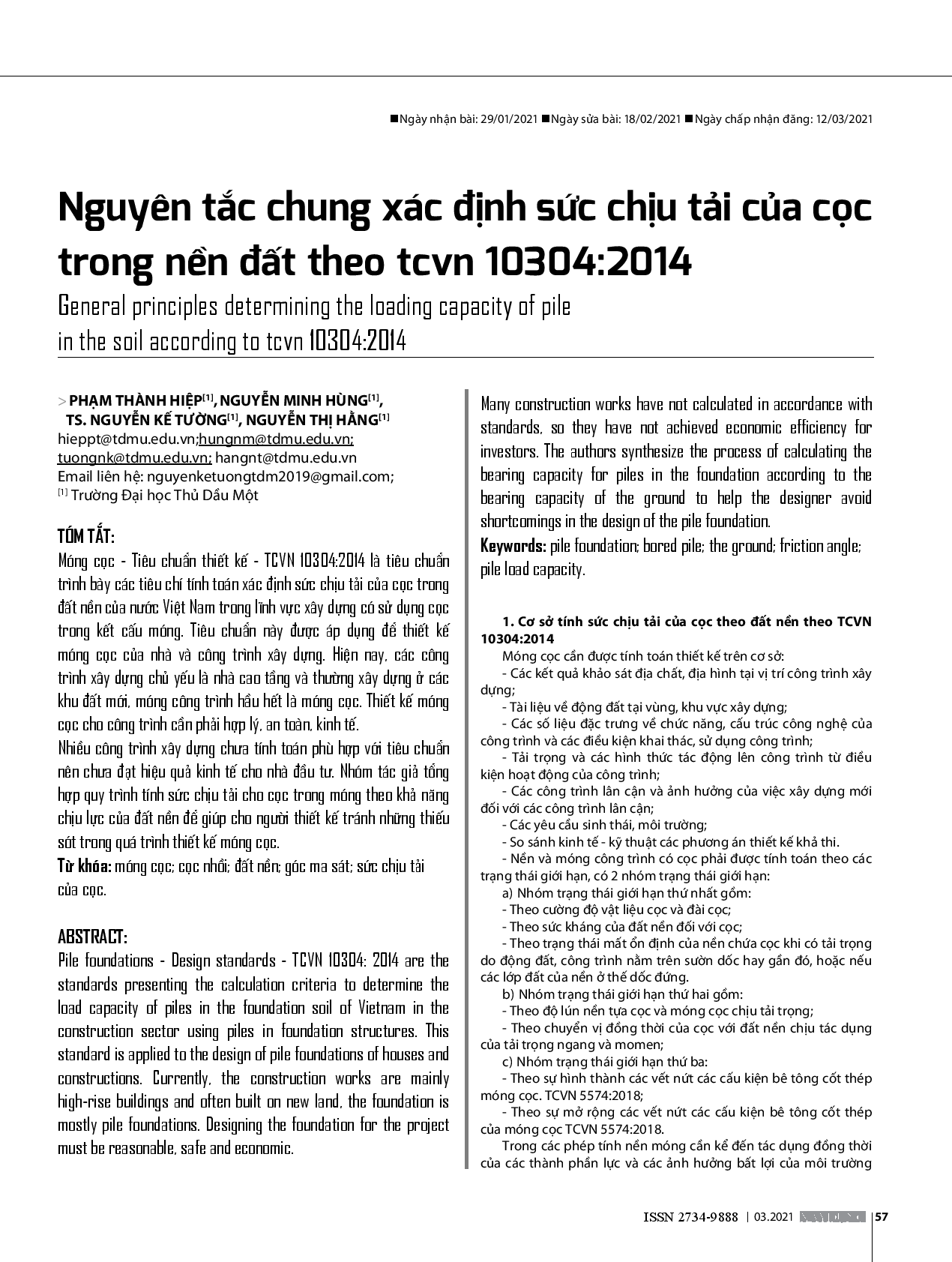 Nguyên Tắc Chung Xác Định Sức Chịu Tải Của Cọc Trong Nền Đất Theo Tcvn 10304:2014