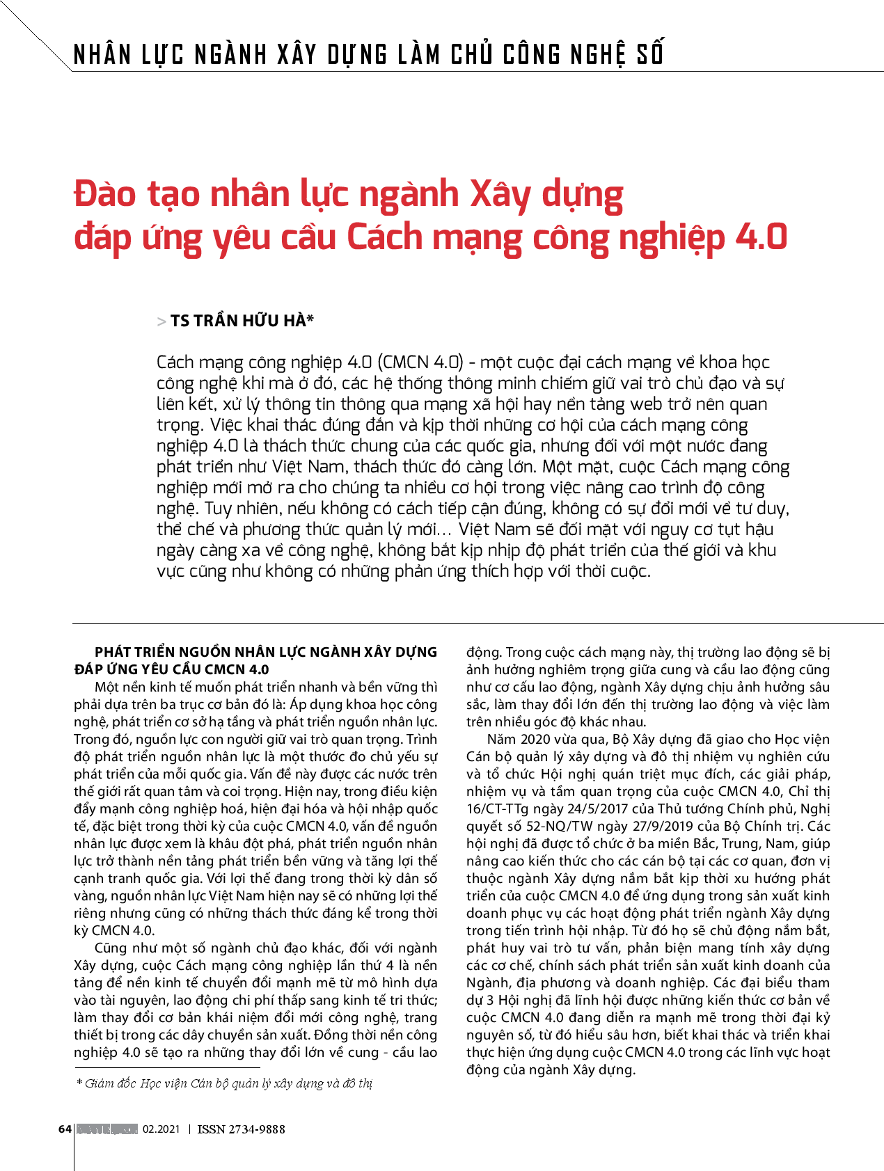 Đào Tạo Nhân Lực Ngành Xây Dựng Đáp Ứng Yêu Cầu Cách Mạng Công Nghiệp 4.0