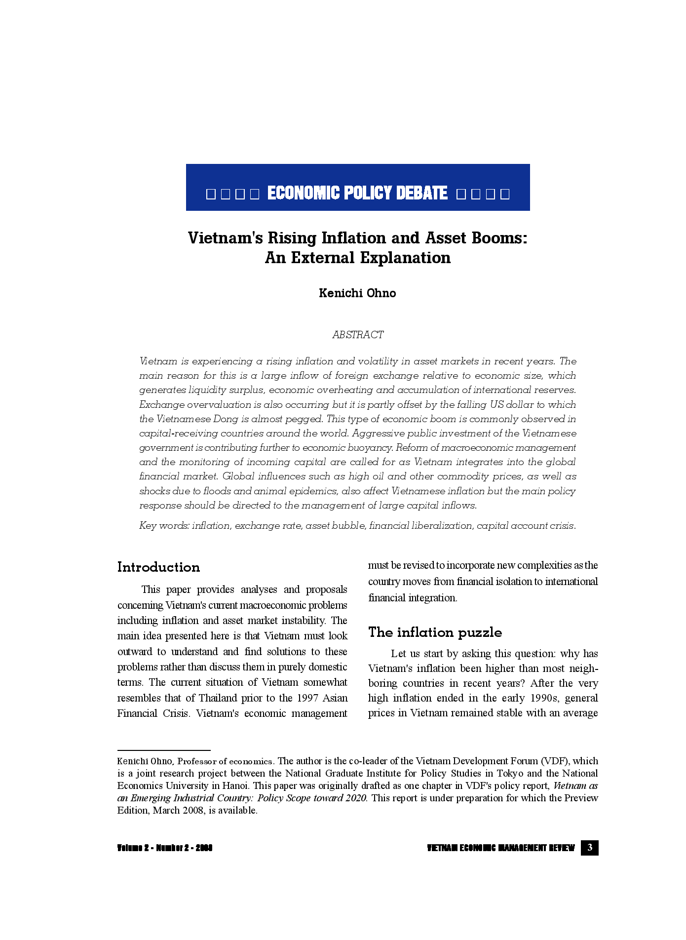 Vietnam''s Rising Inflation and Asset Booms: An External Explanation