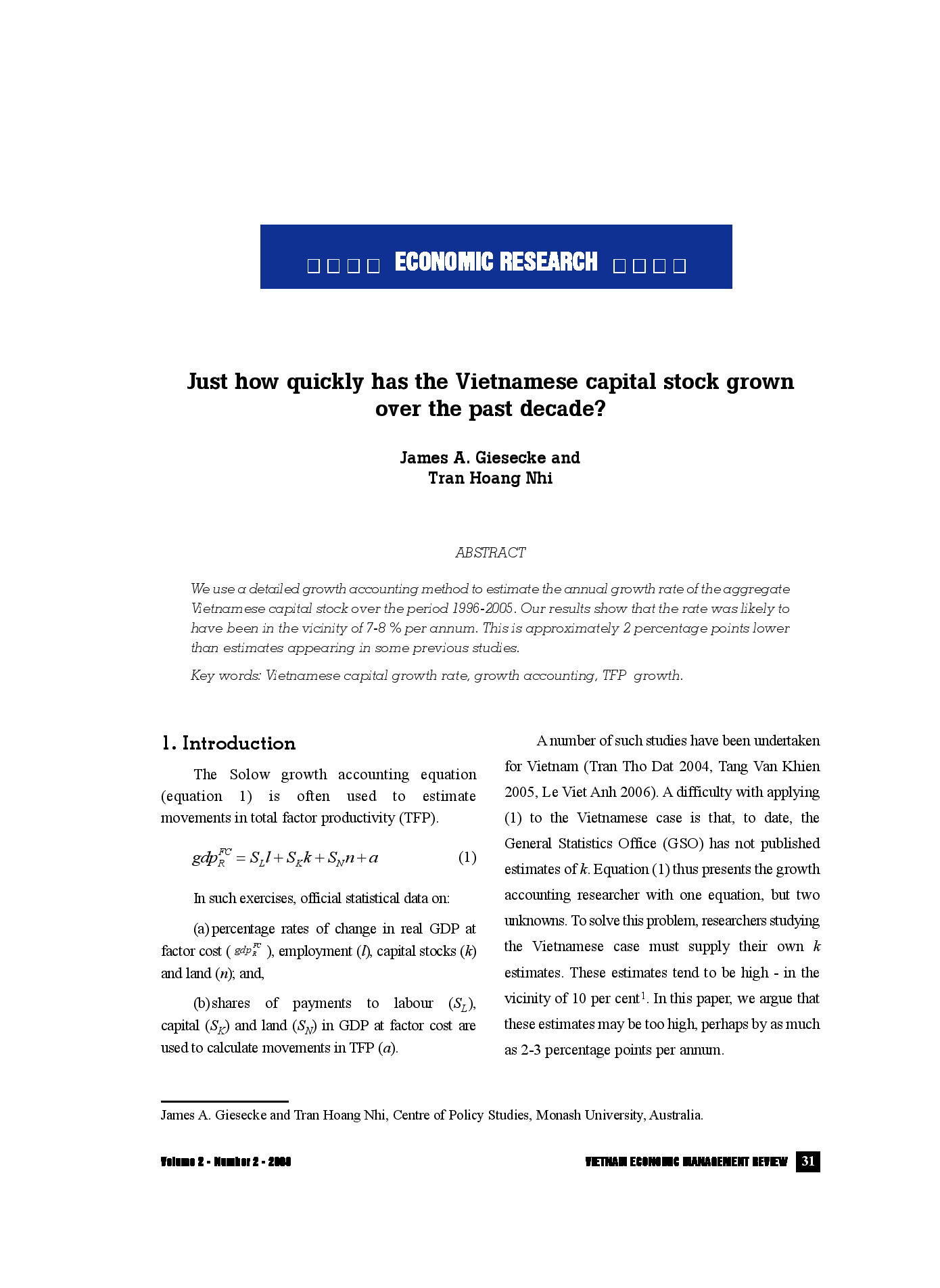 Just how quickly has the Vietnamese capital stock grown over the past decade?