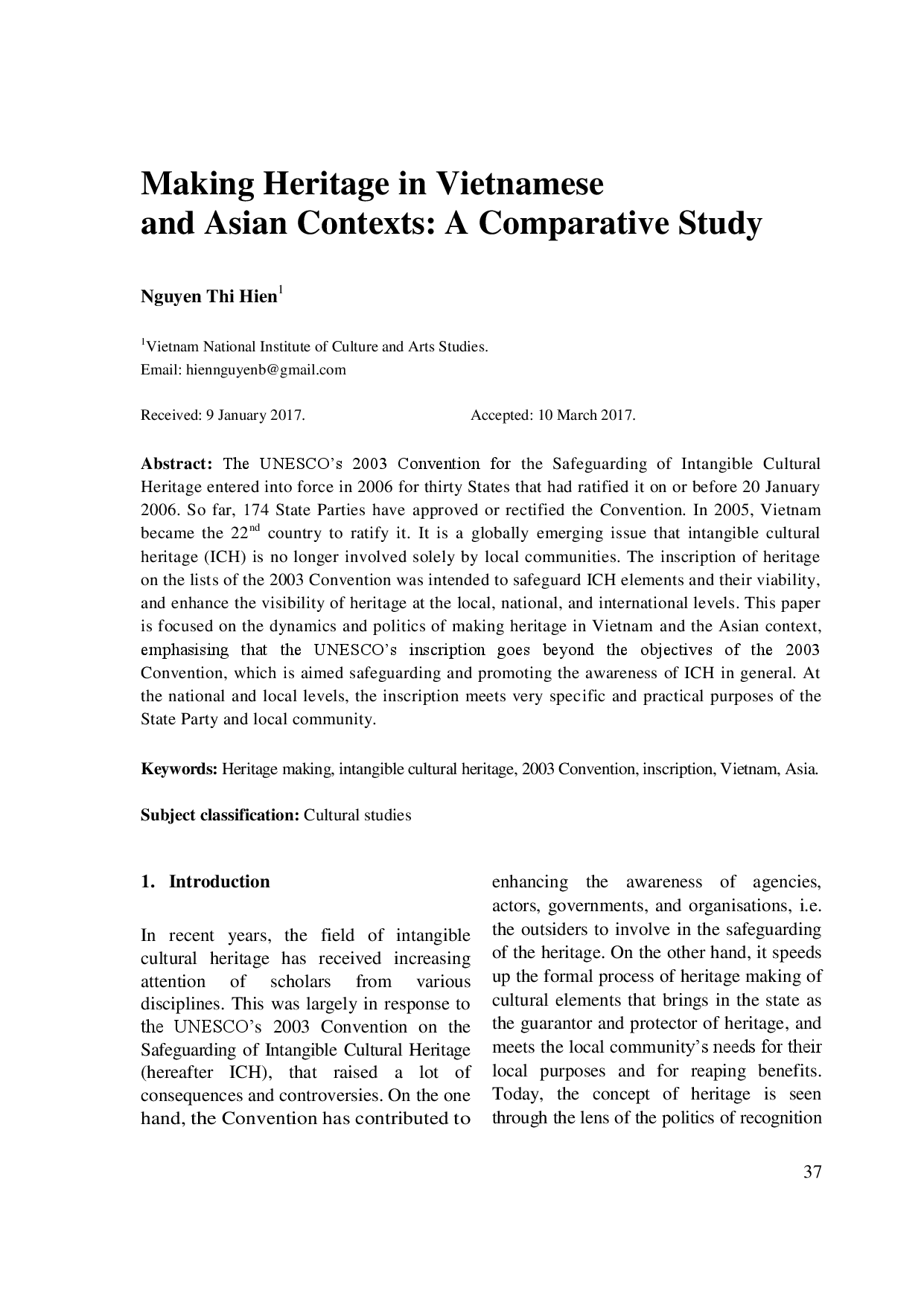 Making Heritage in Vietnamese and Asian Contexts: A Comparative Study