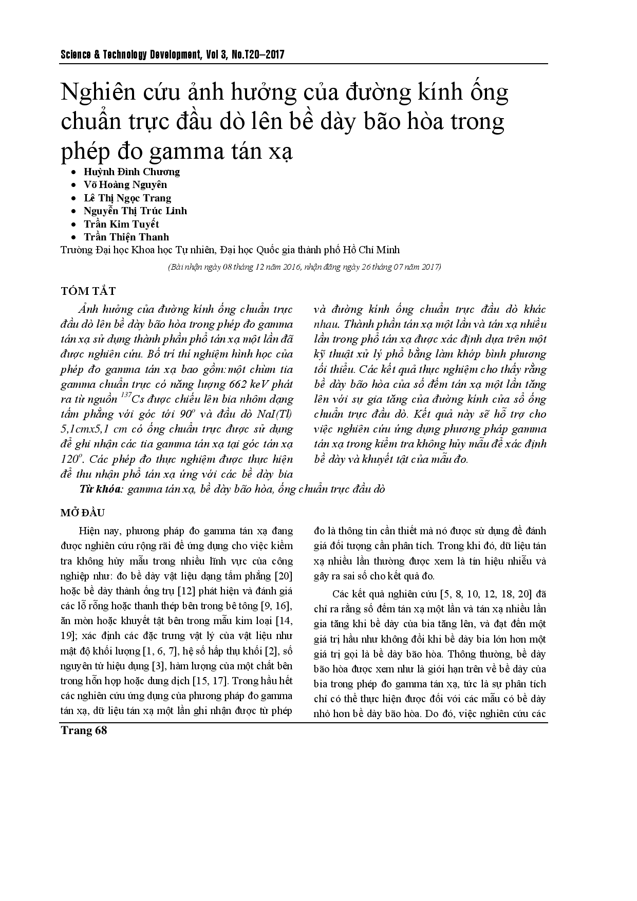 The effect of the diameter of the detector collimator on saturation thickness in gamma scattering measurement