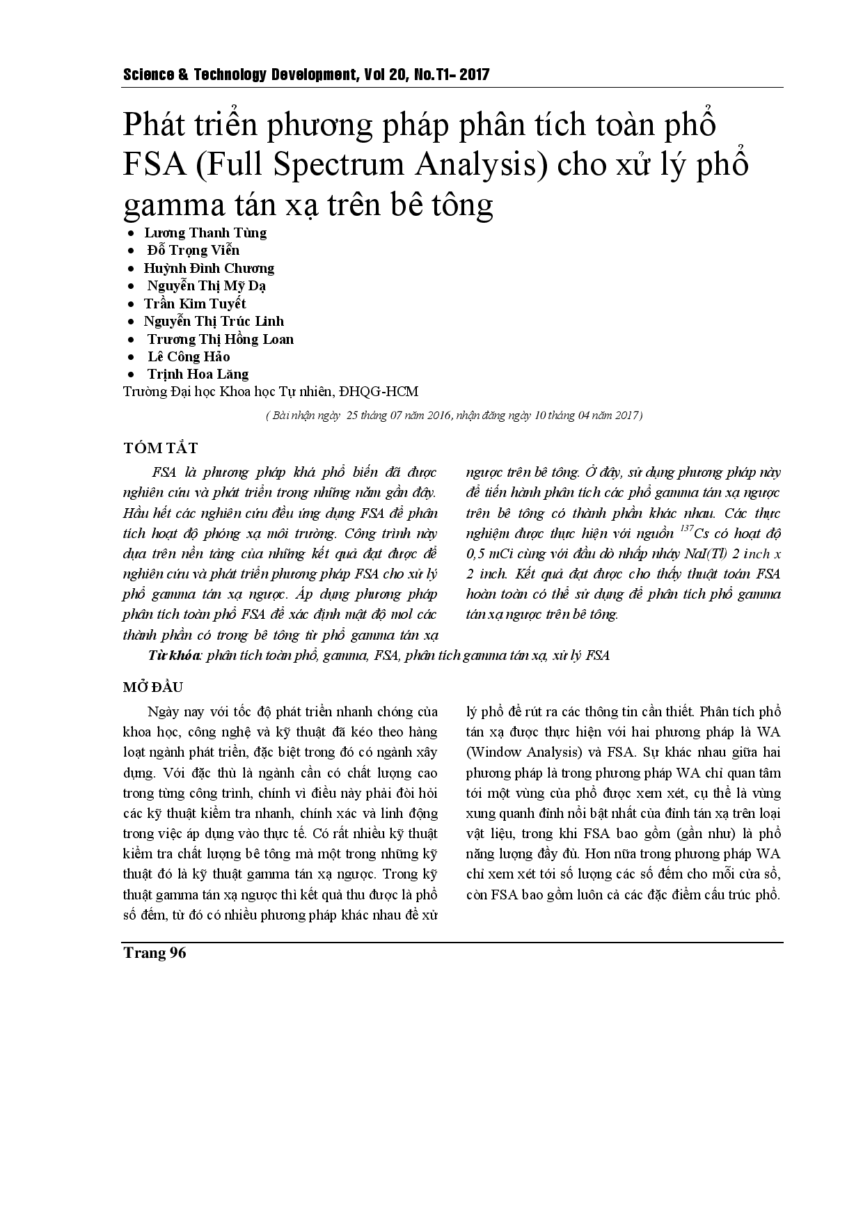 Development of full spectrum analysis (FSA) to analyze the gamma backscattering on concrete