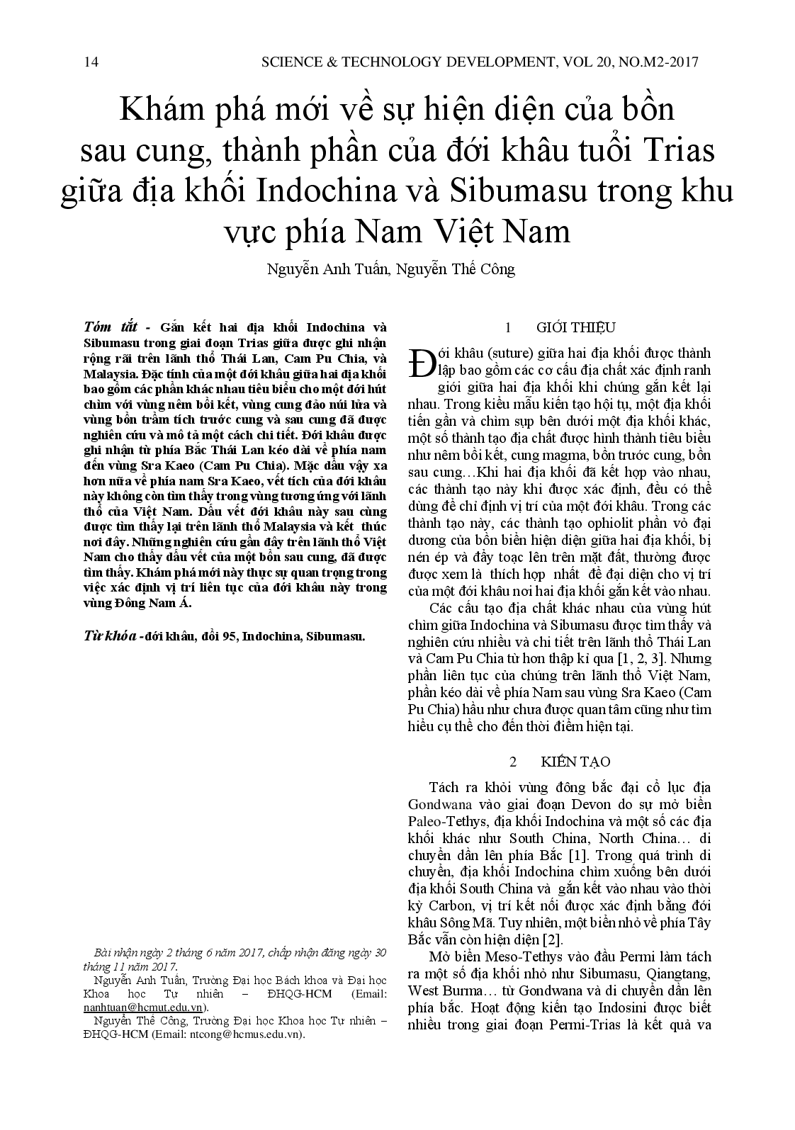 The Triassic suture between Indochina and Sibumasu blocks - the first discovery of a backarc basin within Vietnam teritory