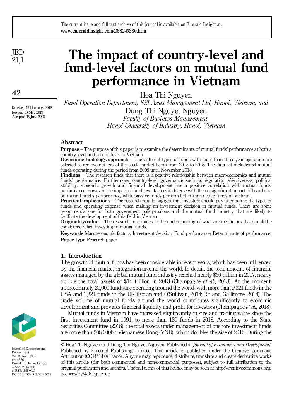 The impact of country-level and fund-level factors on mutual fund performance in Vietnam