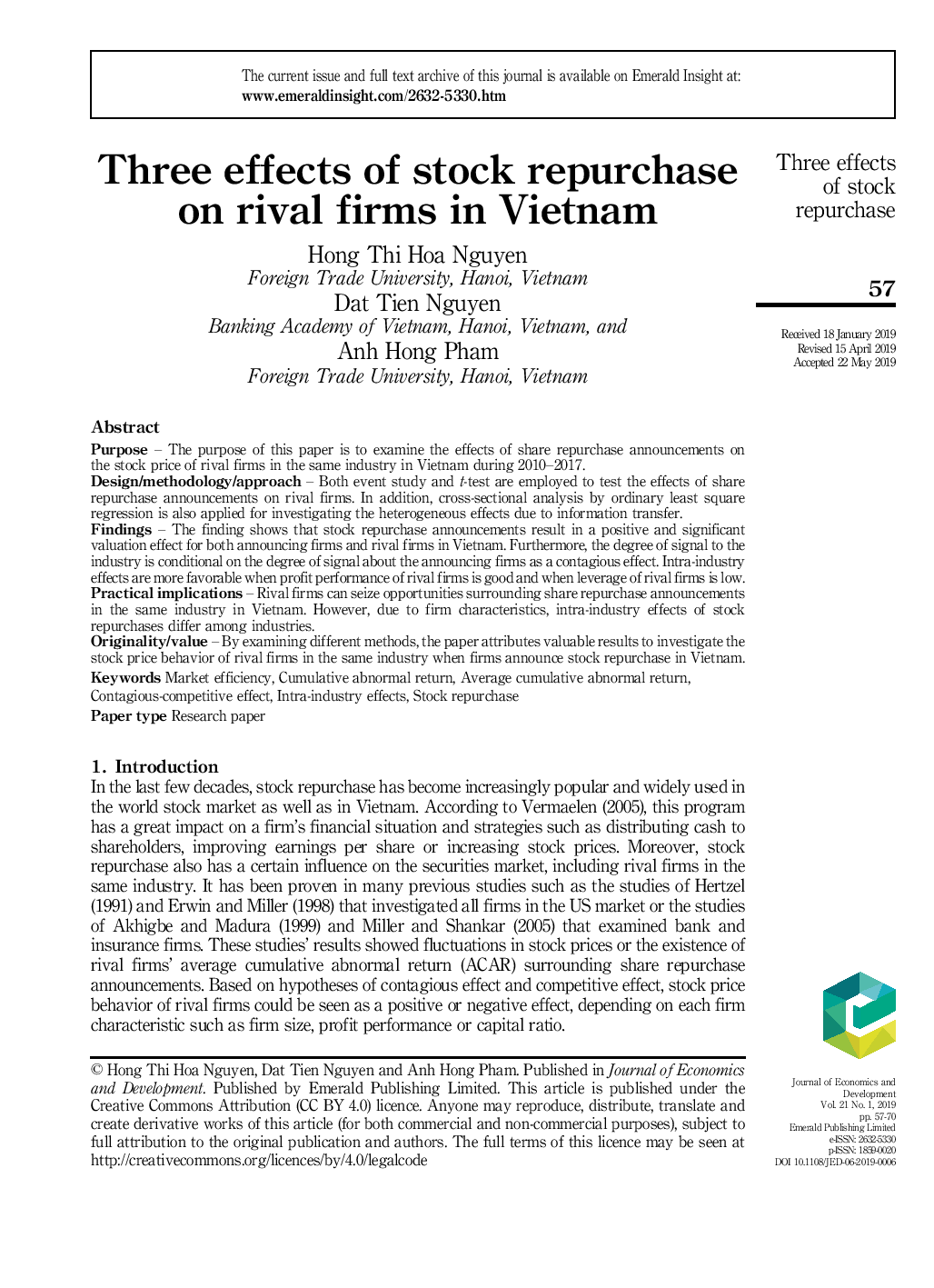 Three effects of stock repurchase on rival firms in Vietnam