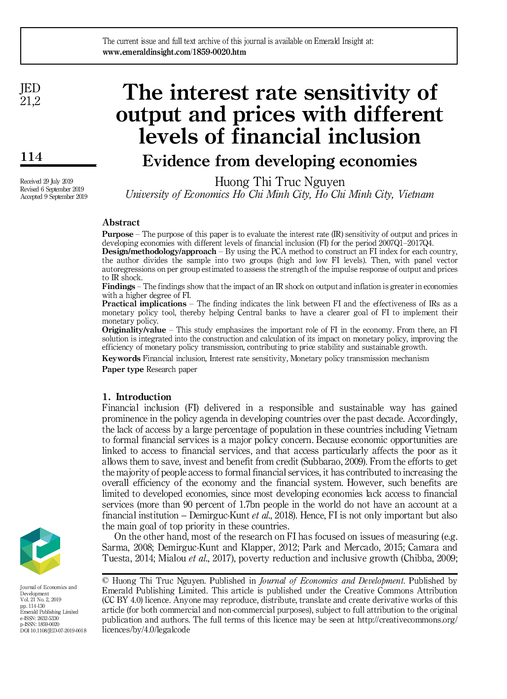 The interest rate sensitivity of output and prices with different levels of financial inclusion: Evidence from developing economies