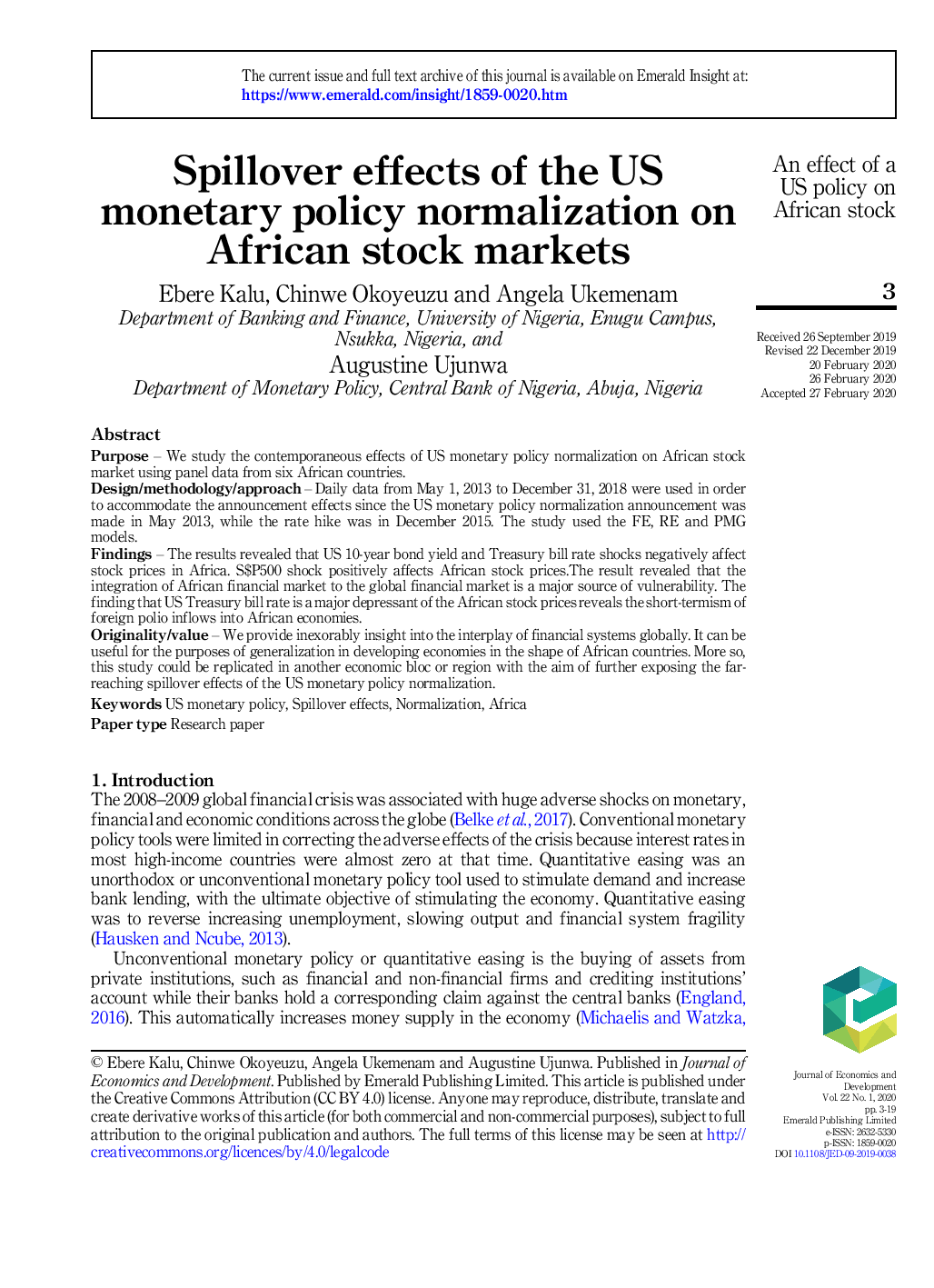 Spillover effects of the US monetary policy normalization on African stock markets