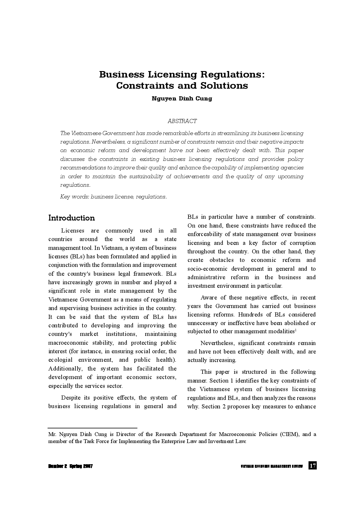 Business Licensing Regulations: Constraints and Solutions