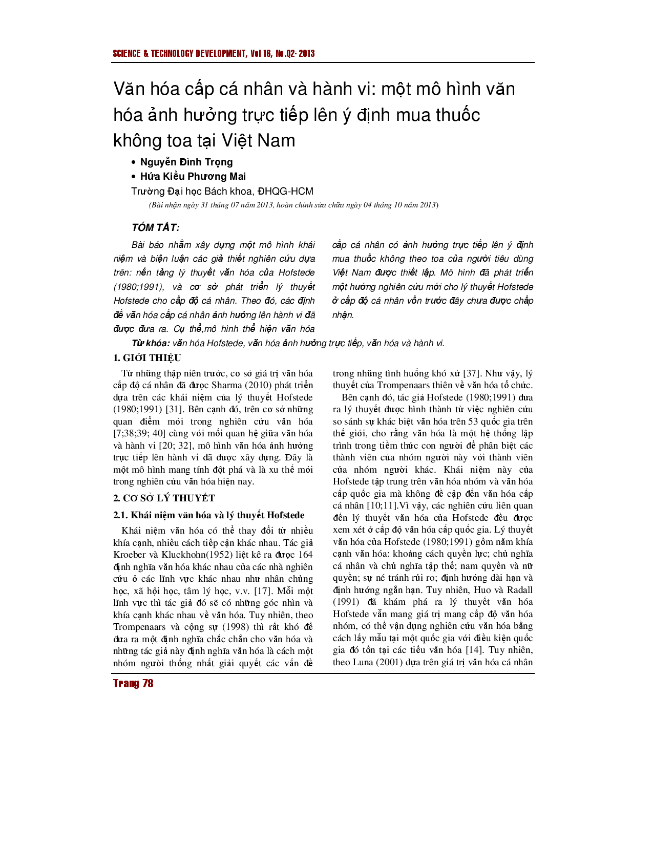 Ảnh hưởng của văn hóa đối với hành vi của người tiêu dùng: một mô hình ở cấp độ cá nhân trong bối cảnh dược phẩm