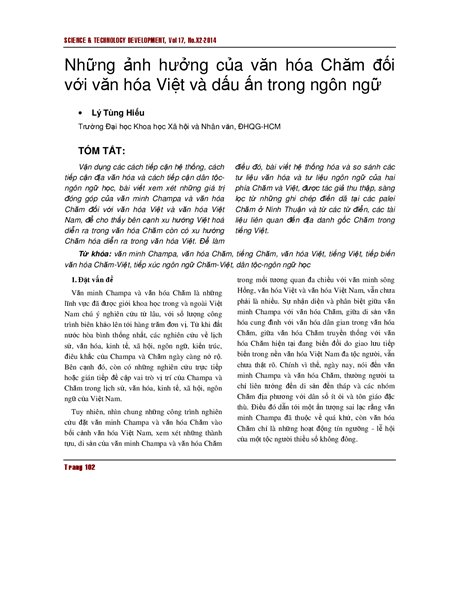 Những ảnh hưởng của văn hóa Chăm đối với văn hóa Việt Nam và những dấu ấn của nó trong tiếng Việt