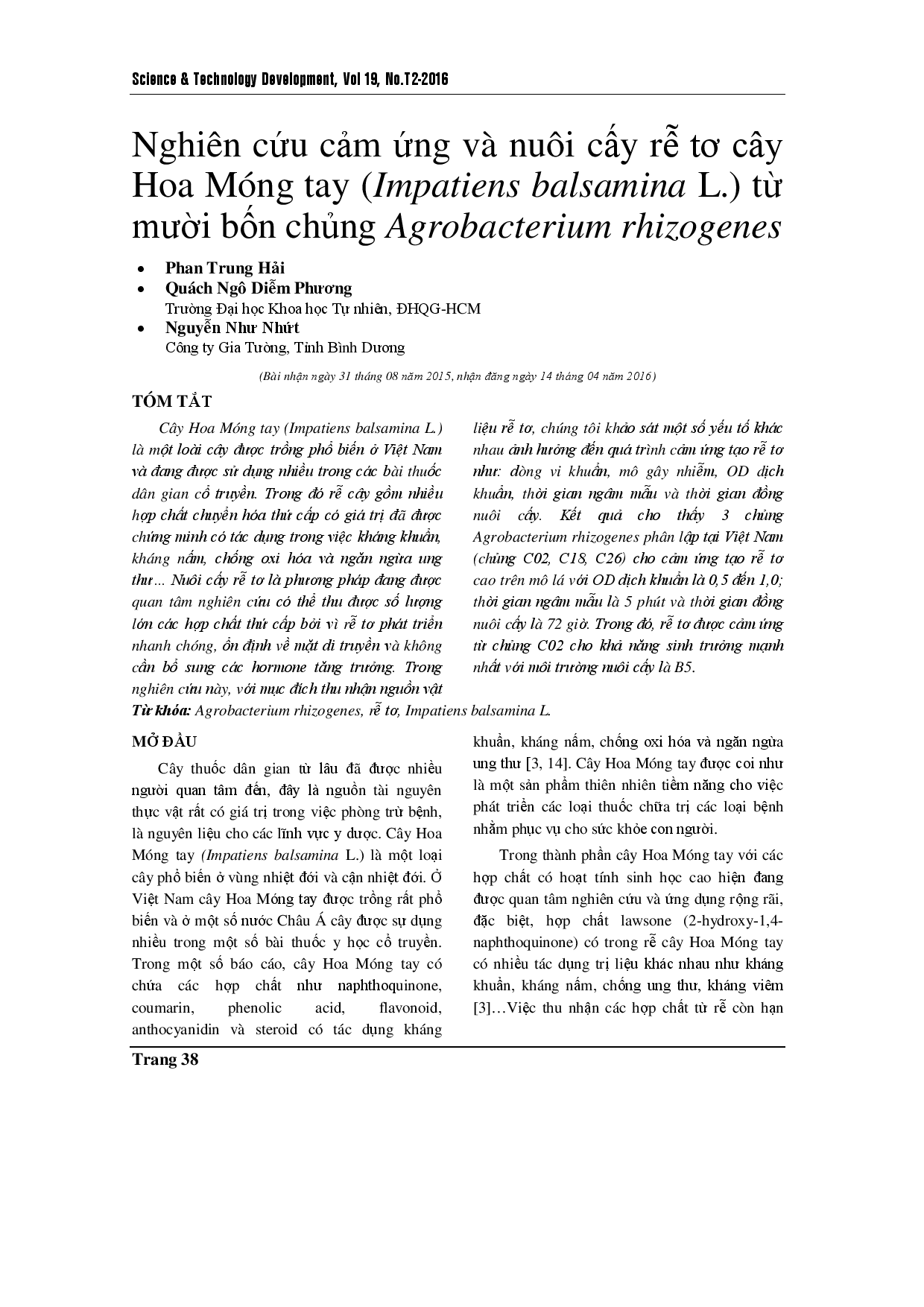 Hairy root induction from Impatiens balsamina L. using fourteen Agrobacterium rhizogenes strains