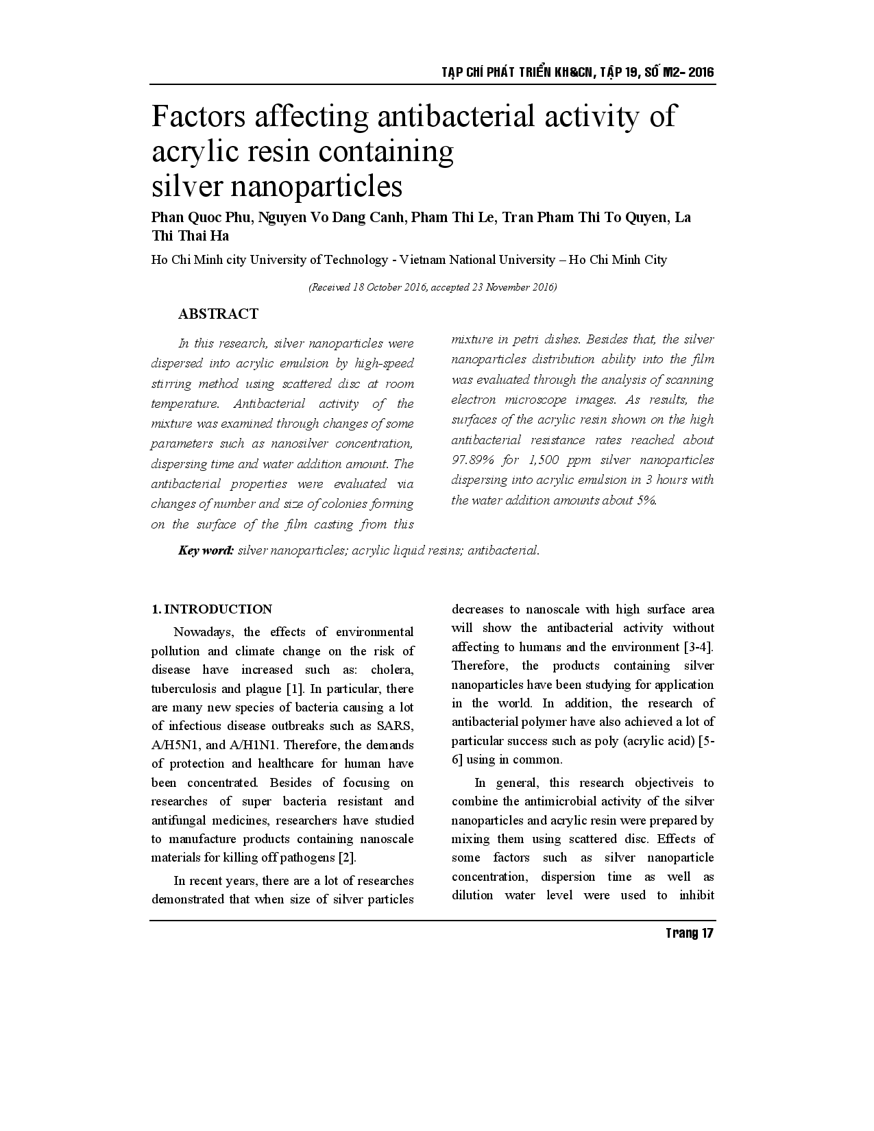 Factors affecting antibacterial activity of acrylic resin containing silver nanoparticles