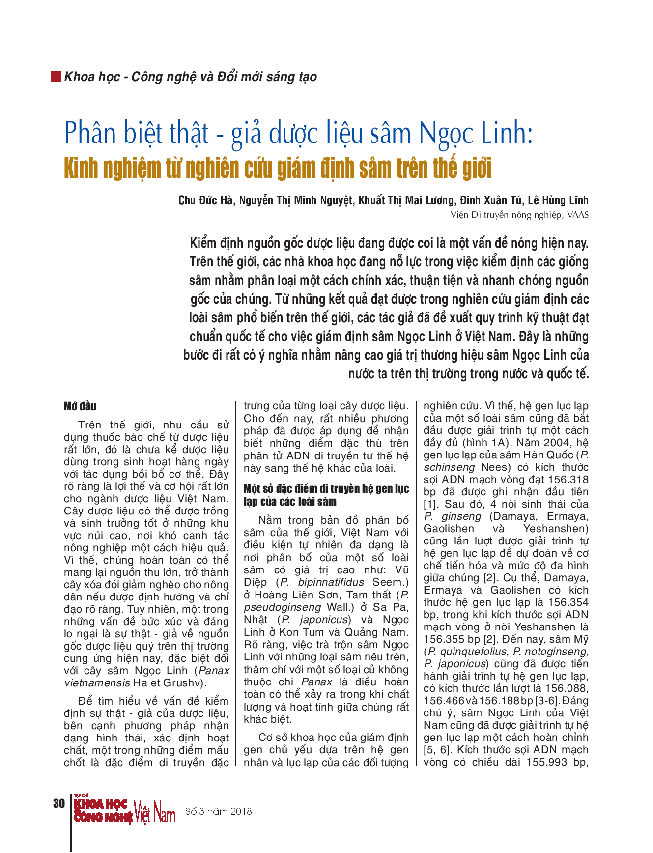 Phân biệt thật - giả dược liệu sâm Ngọc Linh: Kinh nghiệm từ nghiên cứu giám định sâm trên thế giới