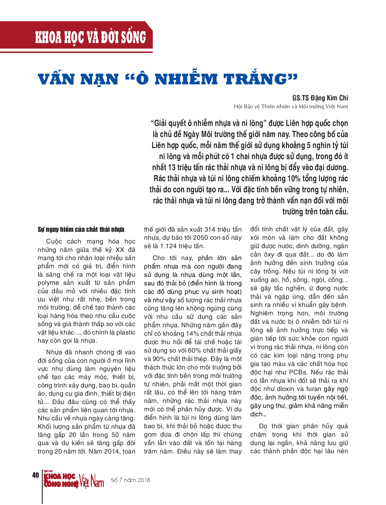 Vấn nạn “ô nhiễm trắng”