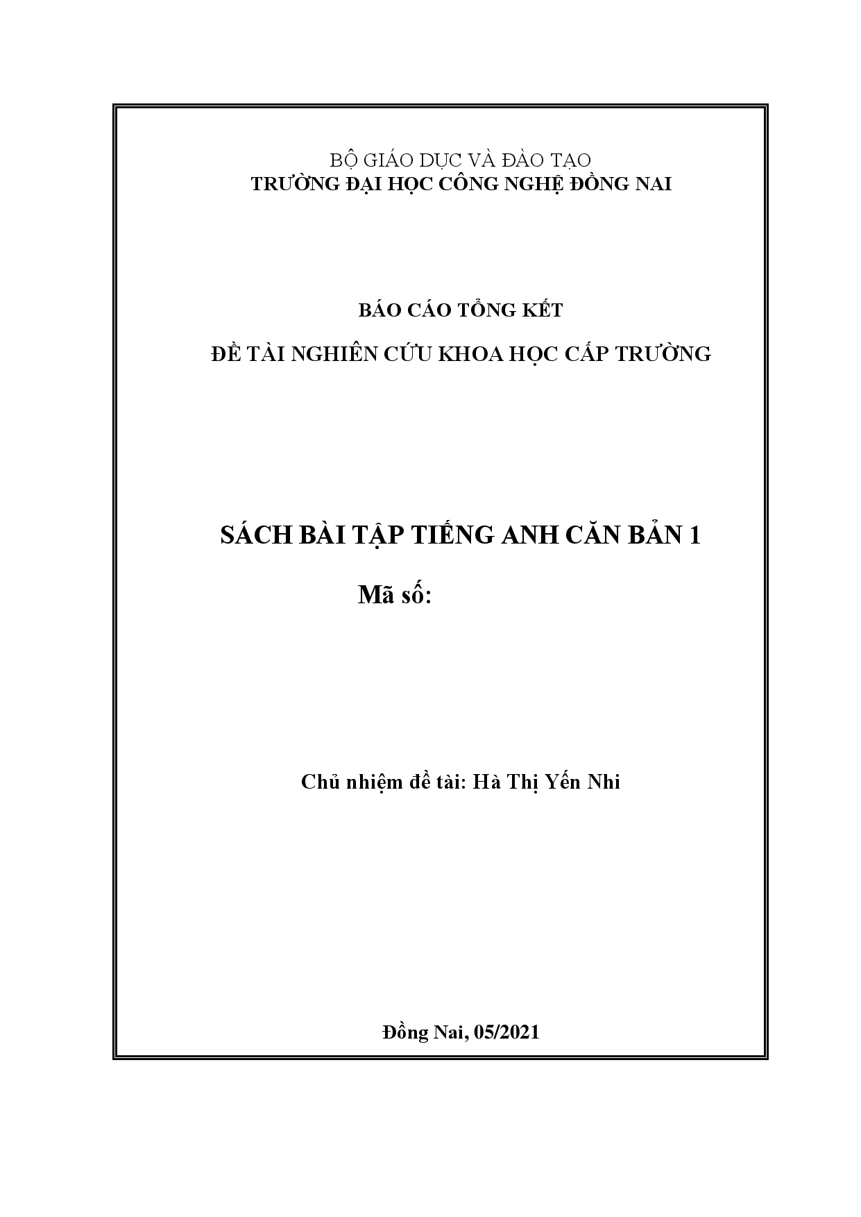 Sách bài tập Tiếng Anh căn bản 1