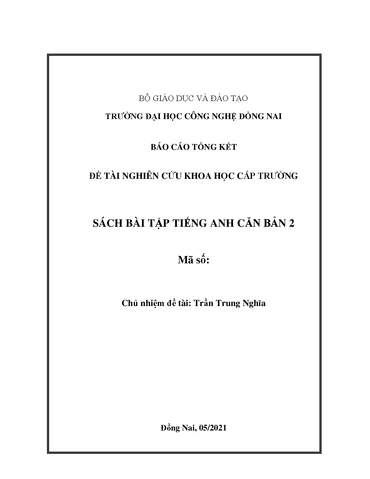 Sách bài tập Tiếng Anh căn bản 2