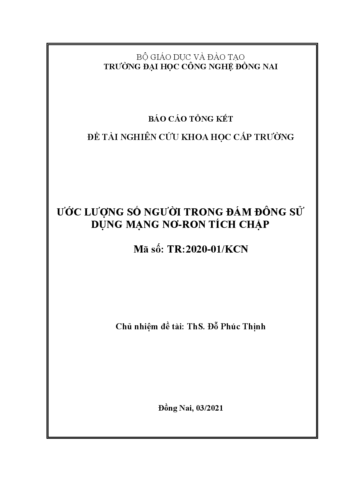 Ước lượng số người trong đám đông sử dụng mạng Nơ - Ron tích chập