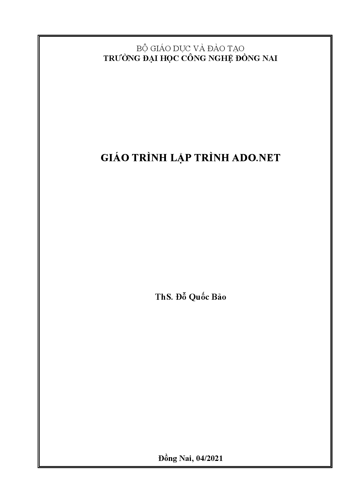 Giáo trình lập trình Ado. Net