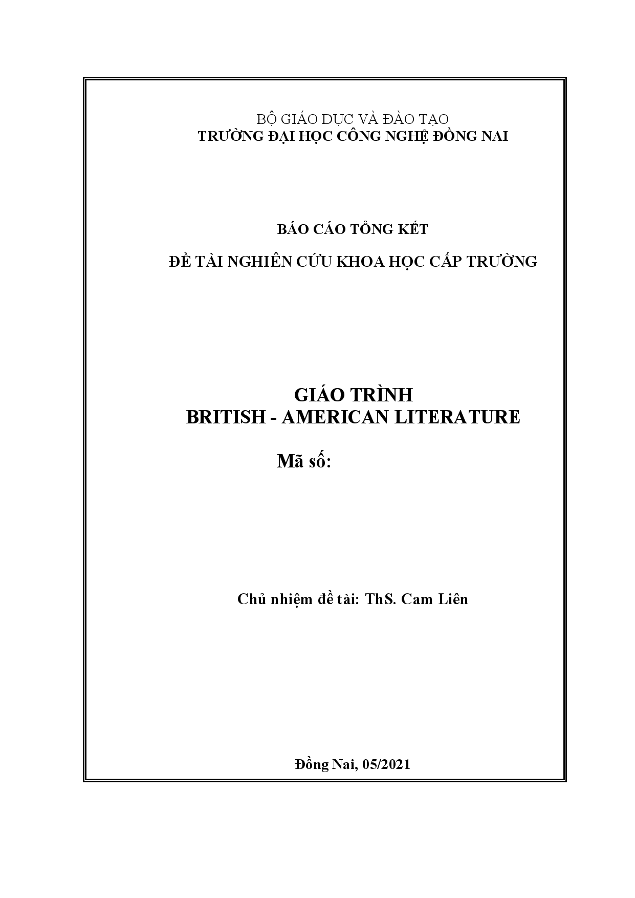 Giáo trình British - American literature