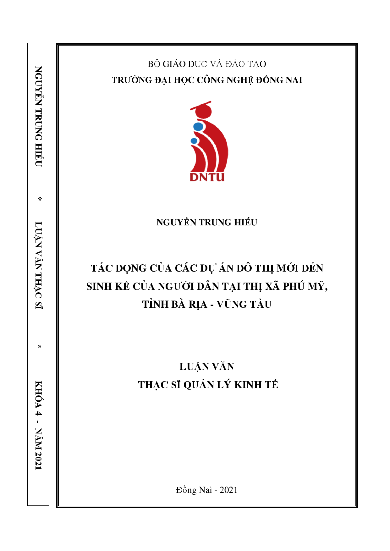 Tác động của các dự án đô thị mới đến sinh kế của người dân tại thị xã Phú Mỹ, tỉnh bà Rịa - Vũng Tàu