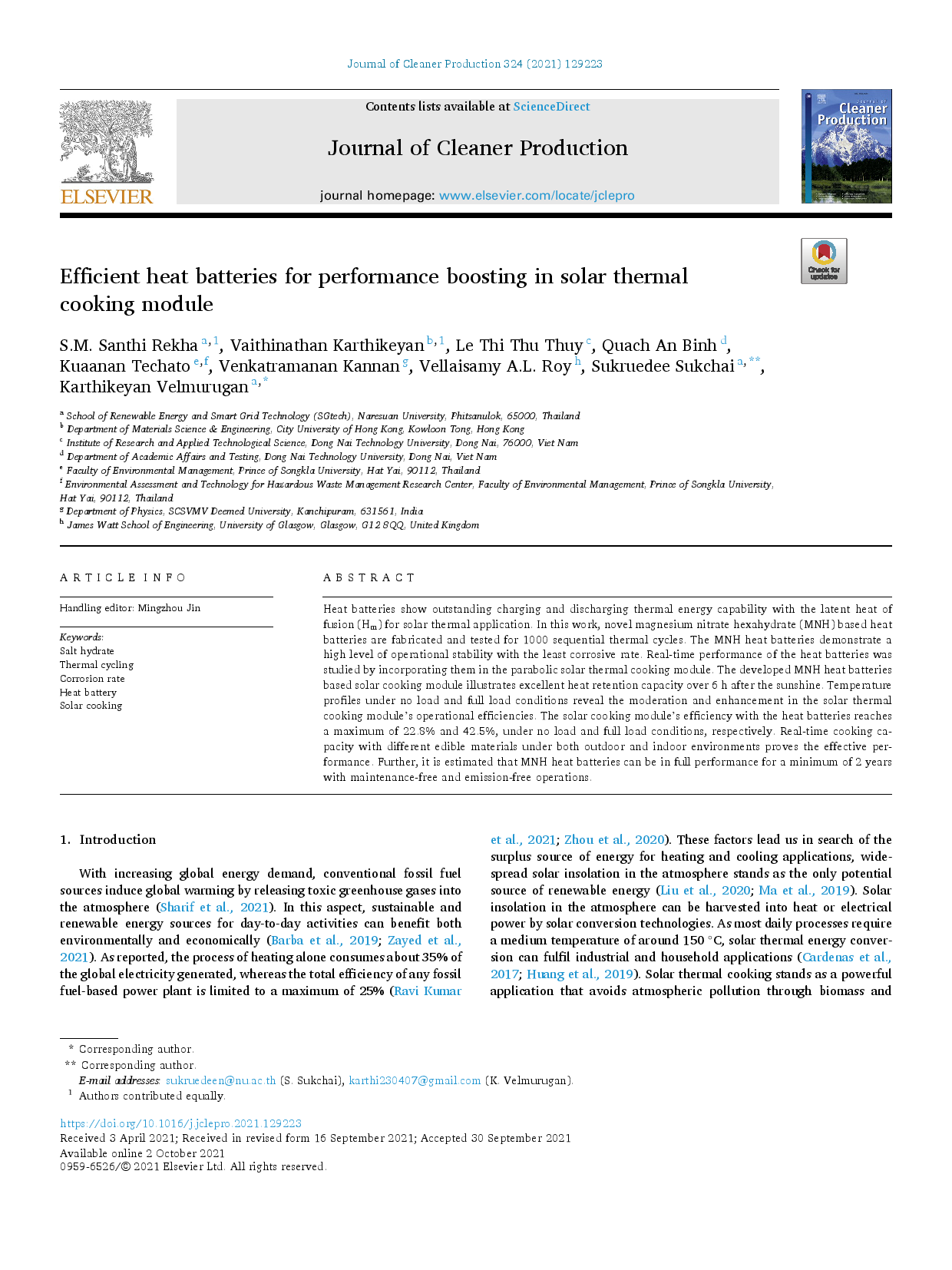 Efficient heat batteries for performance boosting in solar thermal cooking module.
(Pin nhiệt hiệu quả để tăng hiệu suất trong mô-đun nấu ăn bằng nhiệt năng lượng mặt trời)