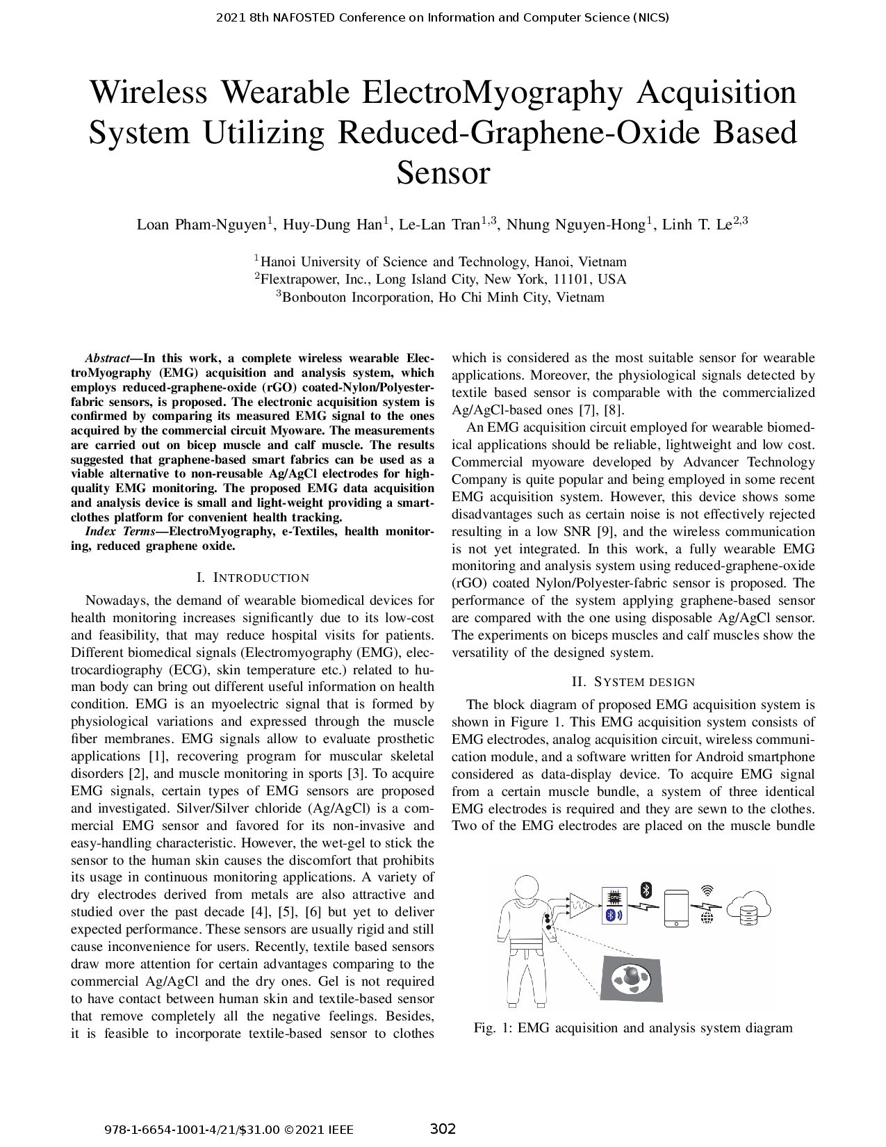 Wireless Wearable ElectroMyography Acquisition System Utilizing Reduced-Graphene-Oxide Based Sensor