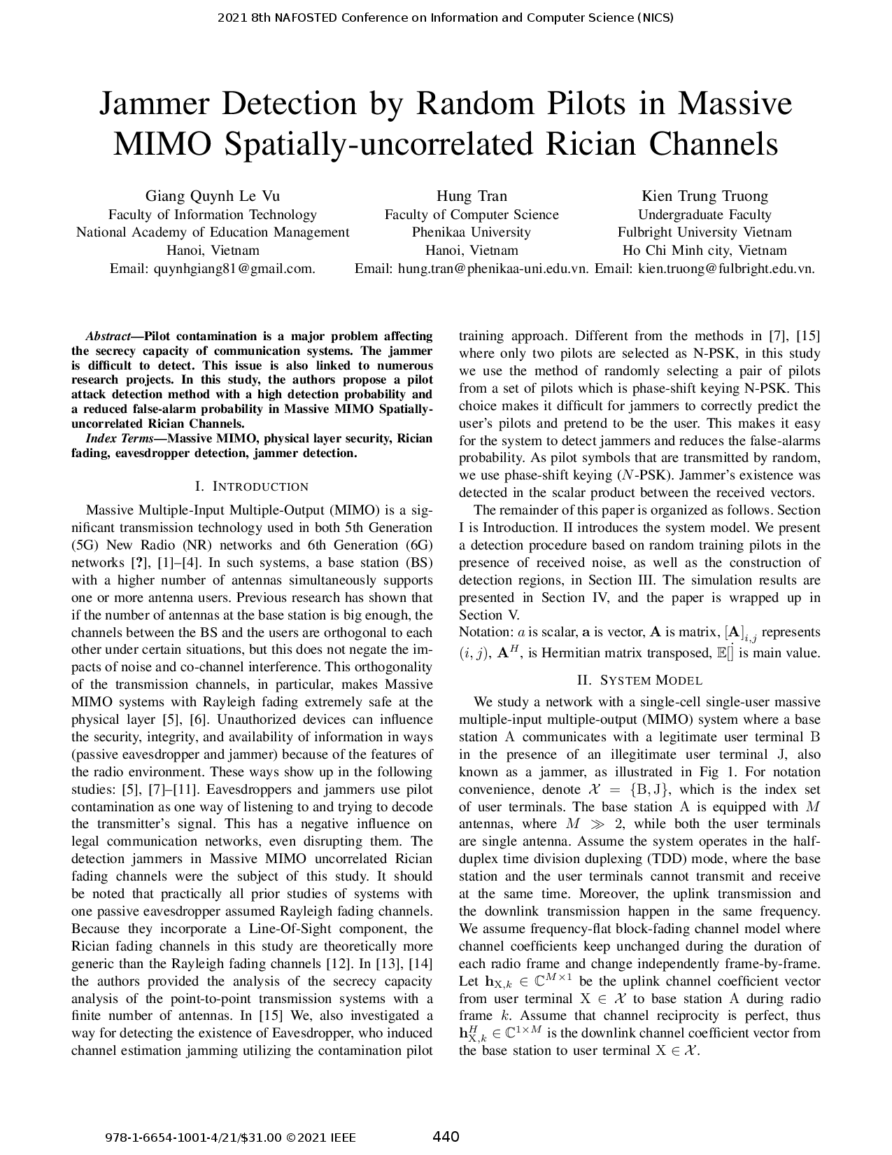 Jammer Detection by Random Pilots in Massive MIMO Spatially-uncorrelated Rician Channels