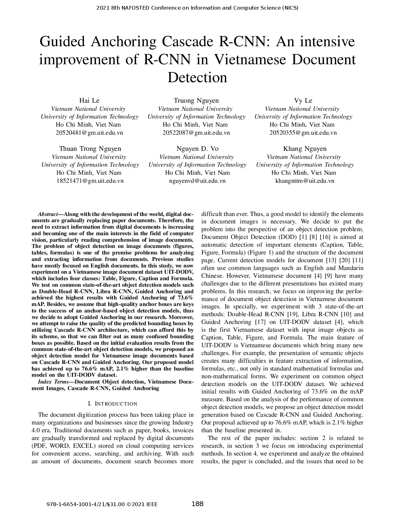 Guided Anchoring Cascade R-CNN: An intensive improvement of R-CNN in Vietnamese Document Detection