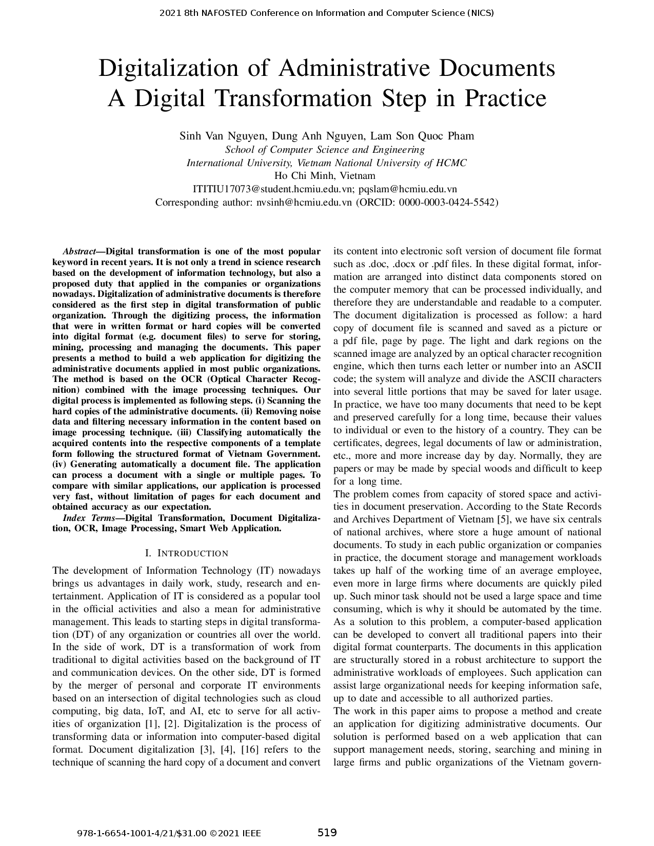 Digitalization of Administrative Documents A Digital Transformation Step in Practice