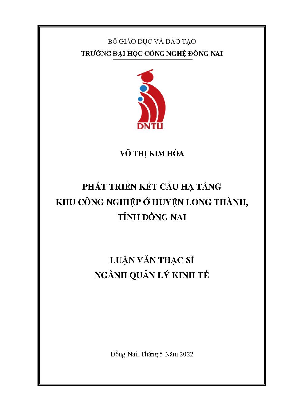 Phát triển kết cấu hạ tầng khu công nghiệp ở Huyện Long Thành, Tỉnh Đồng Nai