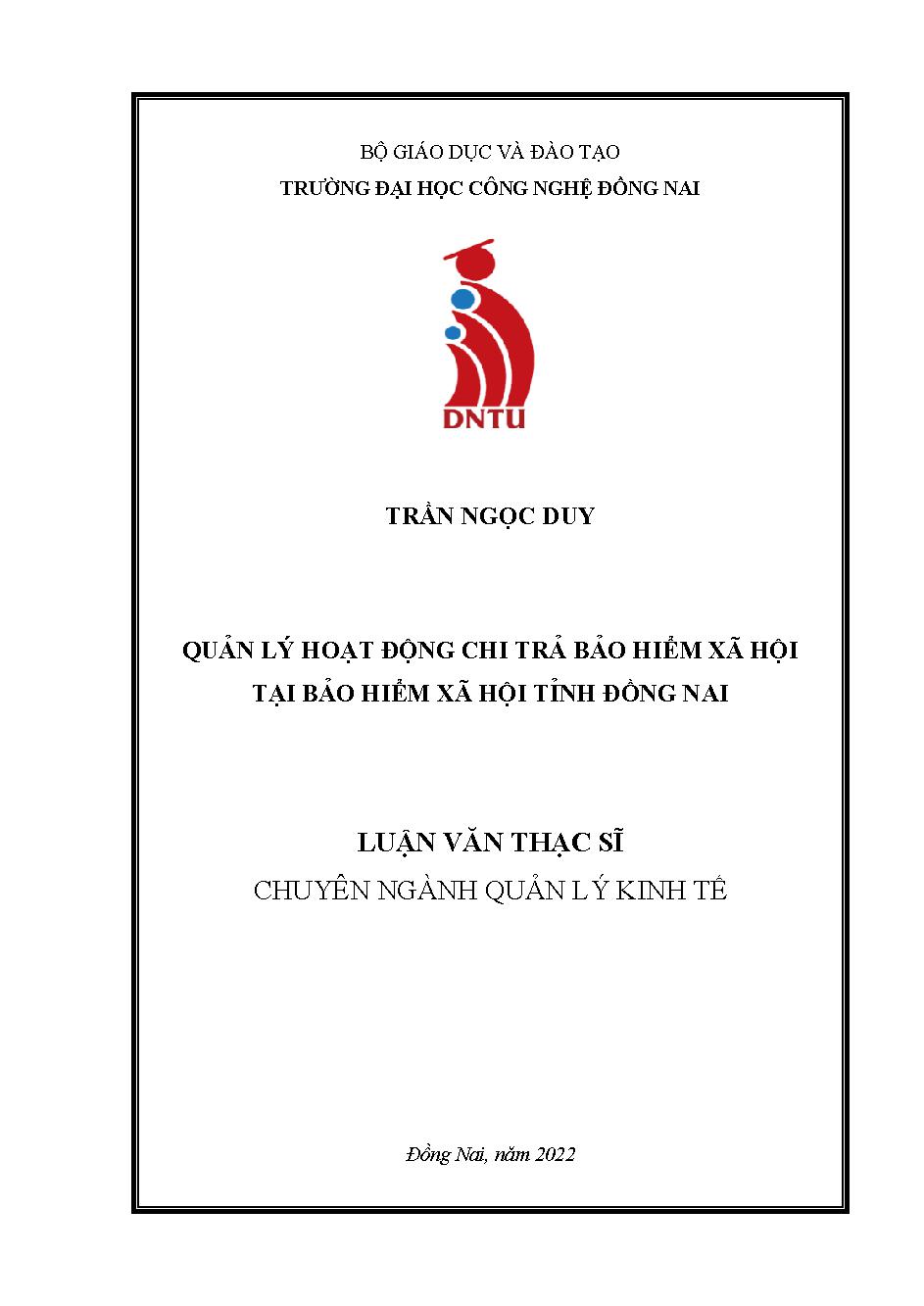 Quản lý hoạt động chi trả Bảo Hiểm Xã Hội Tại Bảo Hiểm Xã Hội Tỉnh Đồng Nai