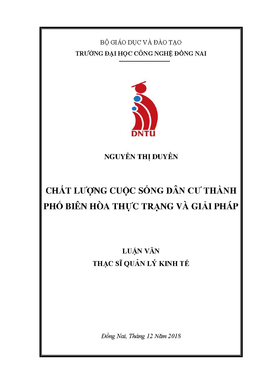 Chất lượng cuộc sống dân cư thành phố Biên Hòa: thực trạng và giải pháp