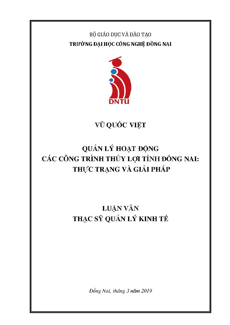 Quản lý hoạt động các công trình thủy lợi tỉnh Đồng Nai: Thực trạng và giải pháp