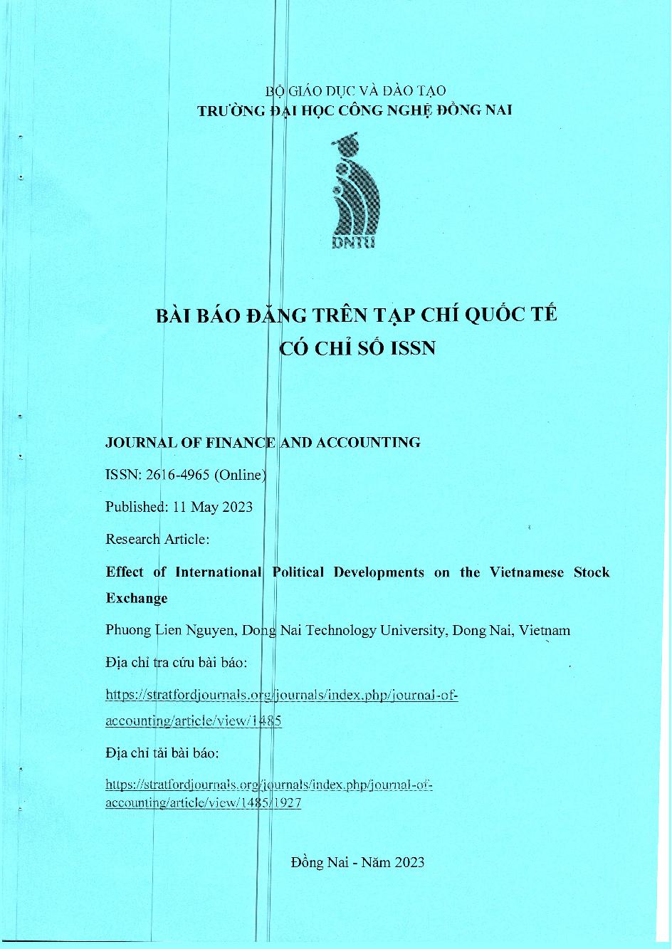 Effect Of International Political Developments On The Vietnamese Stock Exchange