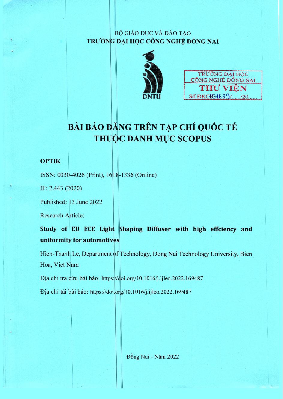 Study Of Eu Ece Light Shaping Diffuser With High Effciency And Uniformity For Automotives