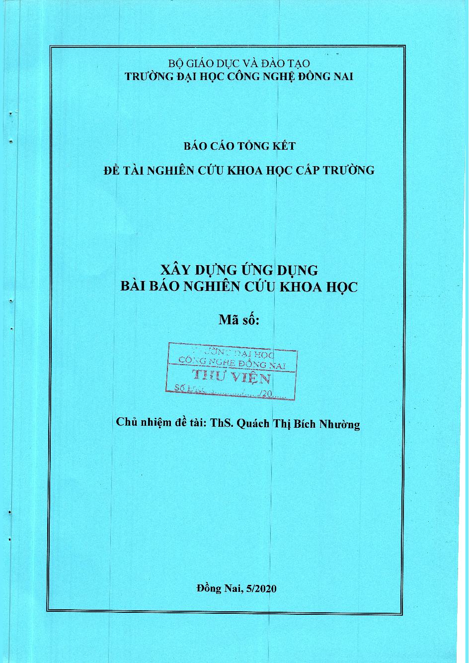 Xây Dựng Ứng Dụng Bài Báo Nghiên Cứu Khoa Học