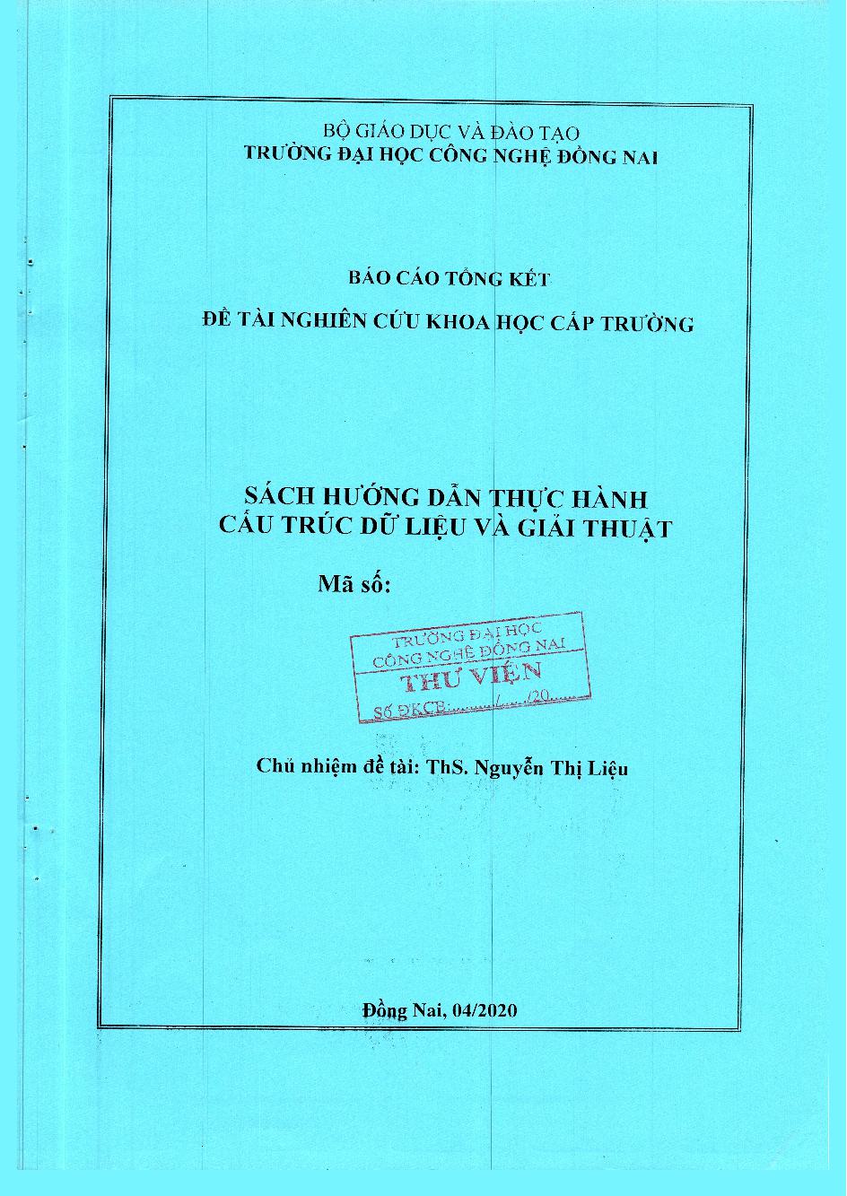 Sách Hướng Dẫn Thực Hành Cấu Trúc Dữ Liệu Và Giải Thuật