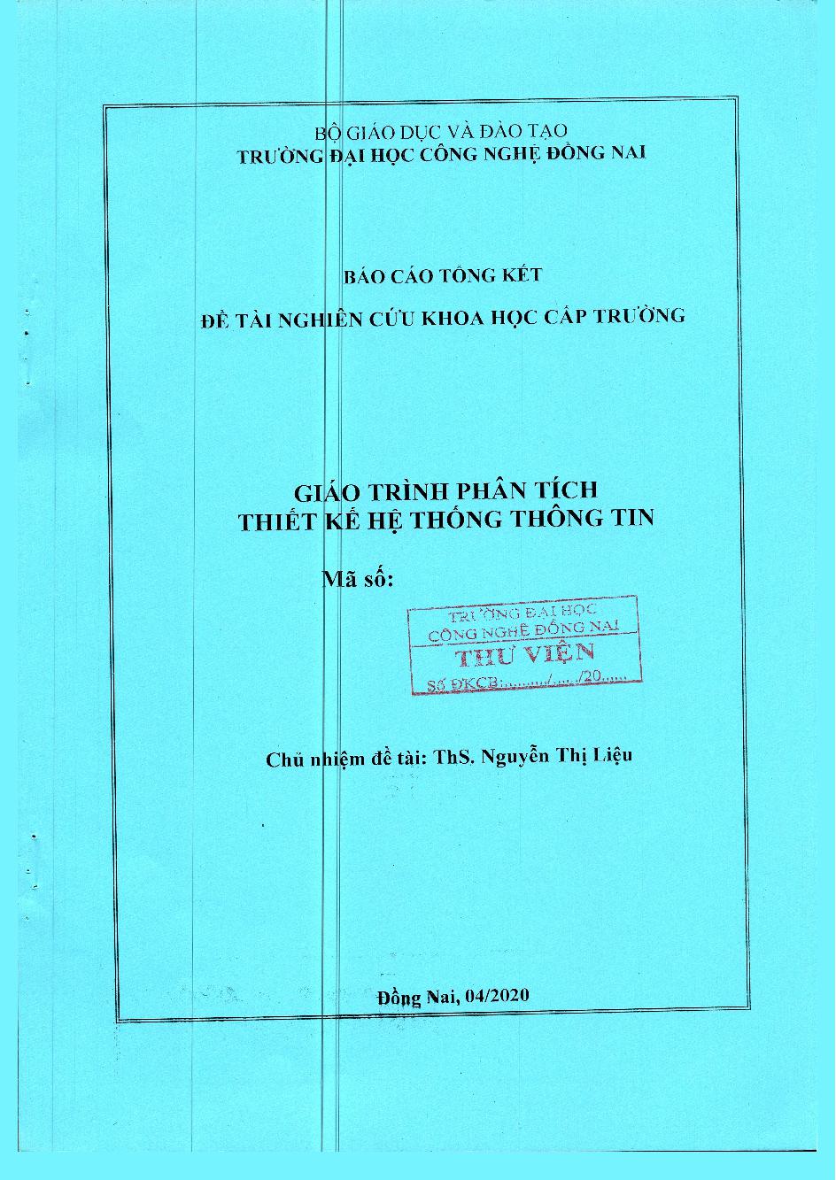 Giáo Trình Phân Tích Thiết Kế Hệ Thống Thông Tin