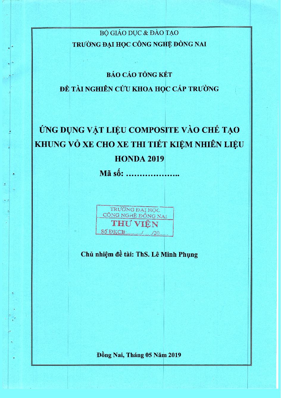 Ứng Dụng Vật Liệu Composite Vào Chế Tạo Khung Vỏ Xe Cho Xe Thi Tiết Kiệm Nhiên Liệu Honda 2019