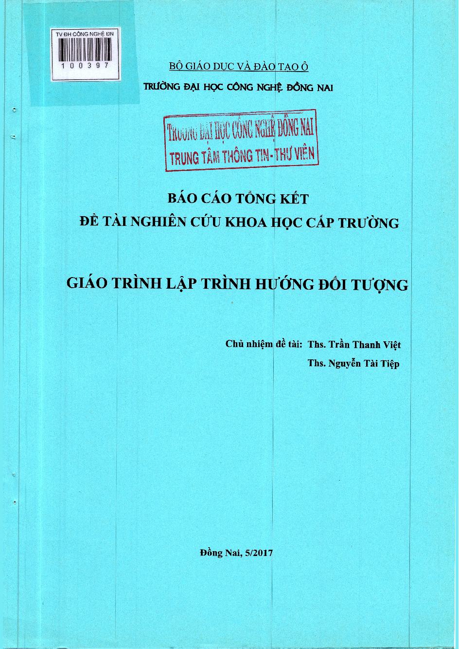 Giáo Trình Lập Trình Hướng Đối Tượng