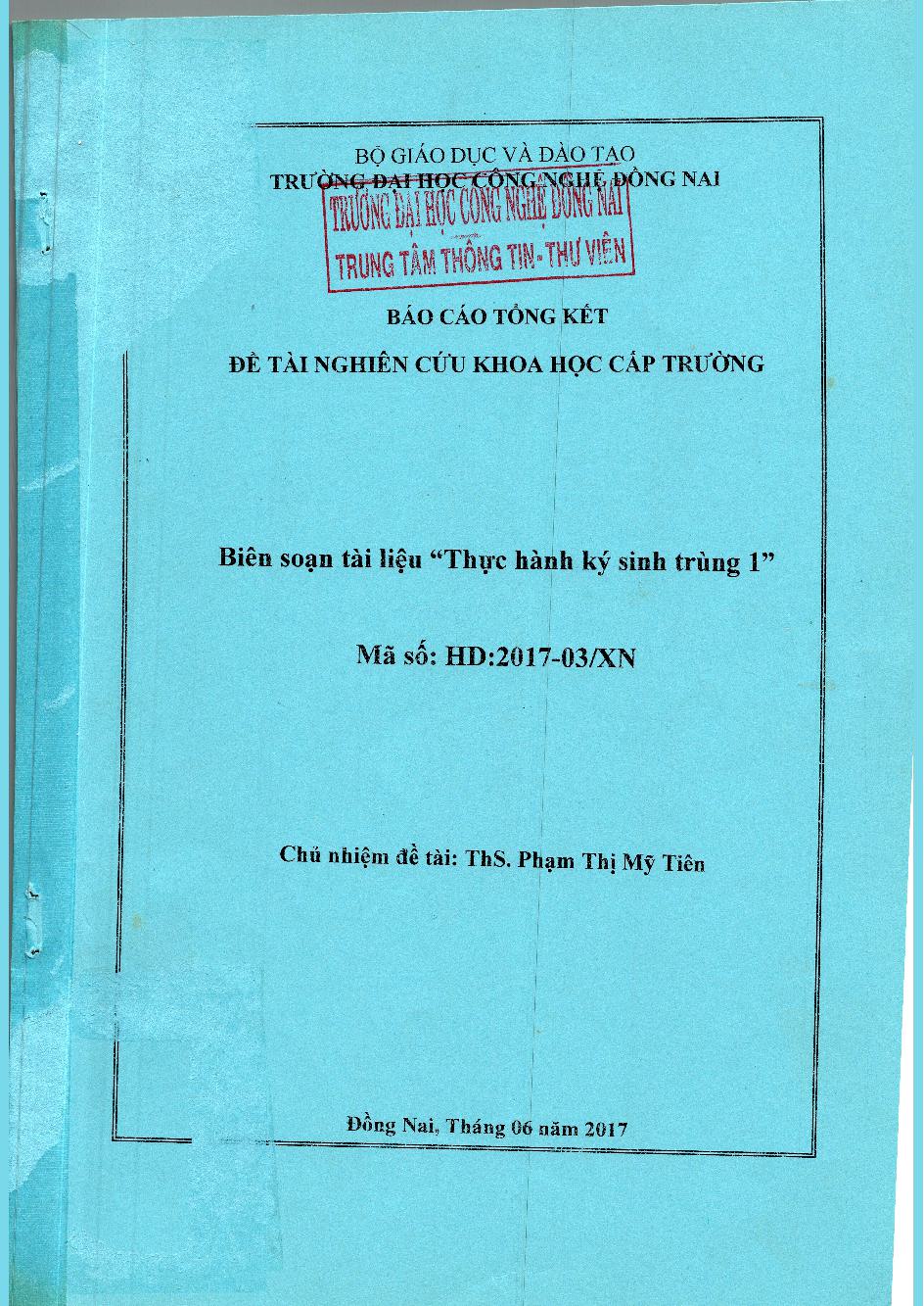 Biên Soạn Tài  Liệu " Thực Hành Kí Sinh Trùng I "