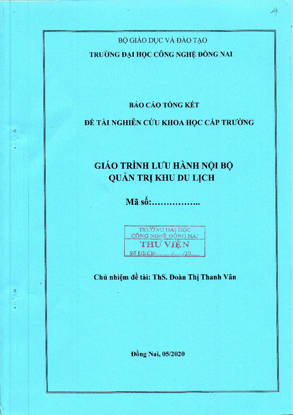 Giáo Trình Lưu Hành Nội Bộ Quản Trị Khu Du Lịch