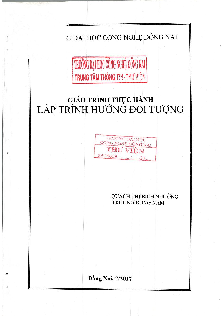 Giáo trình thực hành lập trình hướng đối tượng