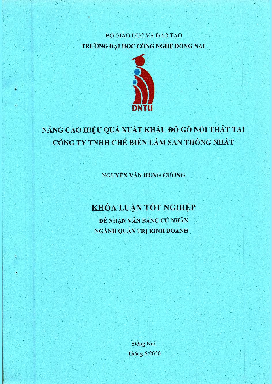 Nâng cao hiệu quả xuất khẩu đồ gỗ nội thất tại công ty TNHH chế biến lâm sàn thống nhất