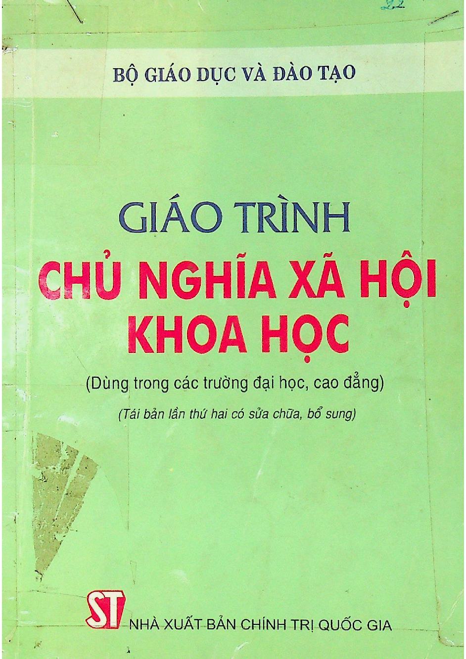 Giáo trình Chủ nghĩa Xã hội Khoa học (dùng trong các trường đại học, cao đẳng)