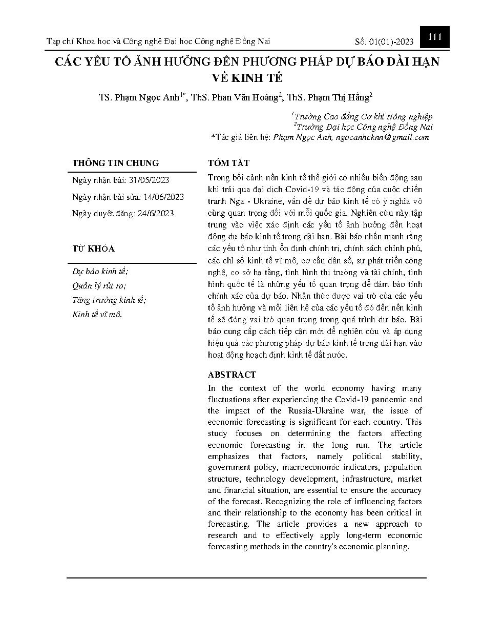 Các yếu tố ảnh hưởng đến phương pháp dự báo dài hạn về kinh tế