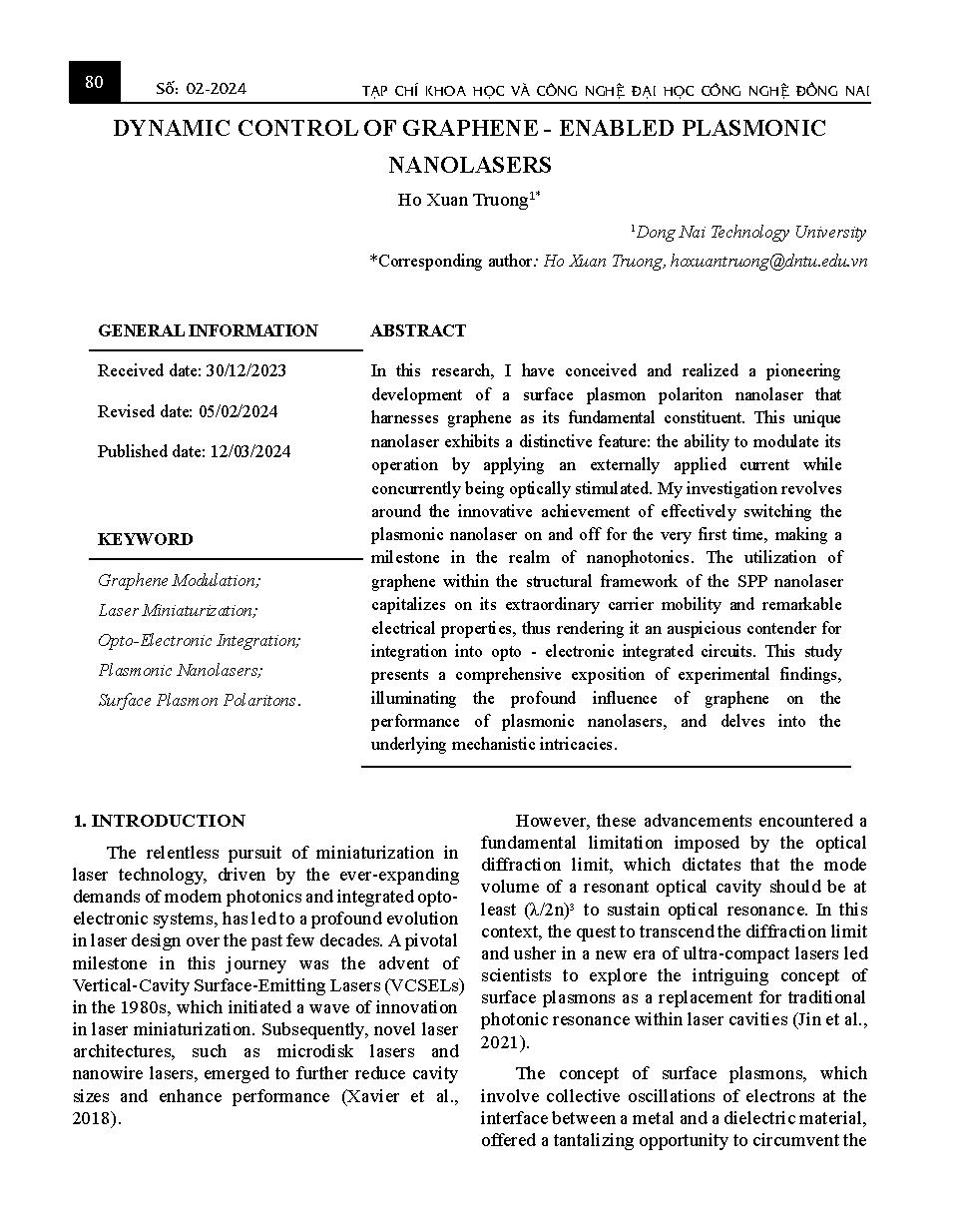 Dynamic control of graphene - enabled plasmonic nanolasers Điều khiển động học của graphit - kích hoạt tia laser nano plasmonic