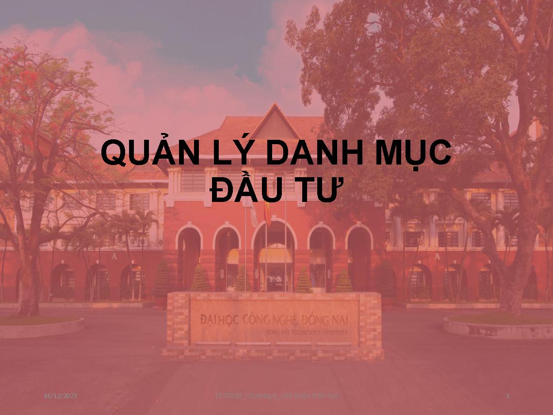 Quản lý danh mục đầu tư